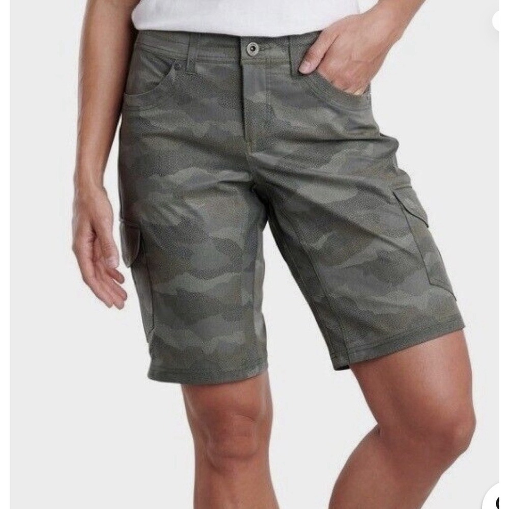 KUHL Freeflex Cargo Short 10″ in Olive Camo Women's sz.12 NWT Hiking Fishing